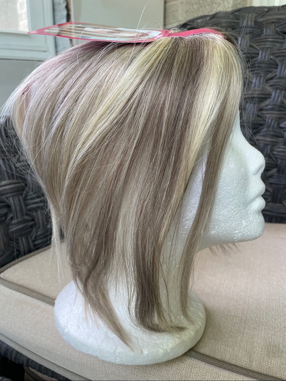 NWT 100% human REMY hair topper HAND TIED silk invisinet highlighted light brown